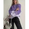 image:imageCHARTOU Fall Slouchy Fringe Crewneck Cardigan Sweaters for Women Fashion Rib Knit Frayed Pullover SweatshirtPurple