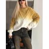 image:imageCHARTOU Fall Slouchy Fringe Crewneck Cardigan Sweaters for Women Fashion Rib Knit Frayed Pullover SweatshirtYellow