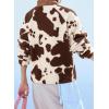 image:imageCHARTOU Women Lightweight Fleece Hoodie Jacket Half Button Fuzzy Sherpa Pullover Sweatshirt Coat with PocketsCow