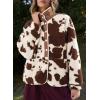image:imageCHARTOU Women Lightweight Fleece Hoodie Jacket Half Button Fuzzy Sherpa Pullover Sweatshirt Coat with PocketsCow
