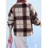 image:imageCHARTOU Women Lightweight Fleece Hoodie Jacket Half Button Fuzzy Sherpa Pullover Sweatshirt Coat with PocketsPlaid