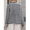 image:imageCHARTOU Women Lightweight Fleece Hoodie Jacket Half Button Fuzzy Sherpa Pullover Sweatshirt Coat with PocketsStripe