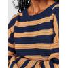 image:imageCHARTOU Womens Casual Striped Pullover Sweater Crew Neck Loose Outwear Cardigans Rib Knit Sweatshirt FallNavy Blue
