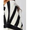 image:imageCHARTOU Womens Casual Striped Pullover Sweater Crew Neck Loose Outwear Cardigans Rib Knit Sweatshirt FallWhite Black