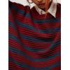 image:imageCHARTOU Womens Casual Striped Pullover Sweater Crew Neck Loose Outwear Cardigans Rib Knit Sweatshirt FallWine Red