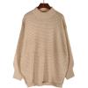 image:imageCHARTOU Womens Loose Mock Neck Side Slit Cable Knit Sweater Oversized Knitwear PulloverApricot