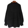 image:imageCHARTOU Womens Loose Mock Neck Side Slit Cable Knit Sweater Oversized Knitwear PulloverBlack