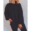 image:imageCHARTOU Womens Loose Mock Neck Side Slit Cable Knit Sweater Oversized Knitwear PulloverBlack