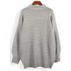 image:imageCHARTOU Womens Loose Mock Neck Side Slit Cable Knit Sweater Oversized Knitwear PulloverGrey