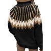 image:imageCHARTOU Womens Winter Chunky Mock Neck Print Sweater Pullover KnitwearBlack