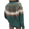 image:imageCHARTOU Womens Winter Chunky Mock Neck Print Sweater Pullover KnitwearGreen