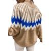 image:imageCHARTOU Womens Winter Chunky Mock Neck Print Sweater Pullover KnitwearKhaki