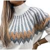 image:imageCHARTOU Womens Winter Chunky Mock Neck Print Sweater Pullover KnitwearWhite