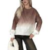 image:imageCHARTOU Fall Slouchy Fringe Crewneck Cardigan Sweaters for Women Fashion Rib Knit Frayed Pullover SweatshirtCoffee
