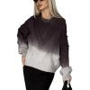 image:imageCHARTOU Fall Slouchy Fringe Crewneck Cardigan Sweaters for Women Fashion Rib Knit Frayed Pullover SweatshirtGrey