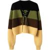 image:imageCHARTOU Women Lace Up Pullover Sweater Crisscross V Neck Color Bock 2025 Fall Cropped Sweater Jumper TopsBlack