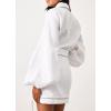 image:imageCHARTOU Women 2 Piece Wrap Mini Skirt Sets Cotton Lantern Sleeve Button Up Shirt Tie Side Beach Short SkirtWhite
