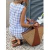 image:imageCHARTOU Women Plaid Two Piece Short Sets Summer Sleeveless Tank Top Elastic Waist Shorts Matching Lounge SetsBlue