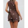 image:imageCHARTOU Women Polka Dot Two Pieces Short Sets Deep V Neck Tank Top Elastic Waist Shorts Matching Lounge SetsCoffee