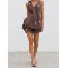 image:imageCHARTOU Women Polka Dot Two Pieces Short Sets Deep V Neck Tank Top Elastic Waist Shorts Matching Lounge SetsCoffee