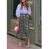 image:imageCHARTOU Womens Summer Gingham Long Skirt Casual High Waisted A Line Plaid Printed Flowy Skirt with PocketsBlack