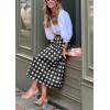 image:imageCHARTOU Womens Summer Gingham Long Skirt Casual High Waisted A Line Plaid Printed Flowy Skirt with PocketsBlack