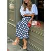 image:imageCHARTOU Womens Summer Gingham Long Skirt Casual High Waisted A Line Plaid Printed Flowy Skirt with PocketsBlue