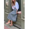 image:imageCHARTOU Womens Summer Gingham Long Skirt Casual High Waisted A Line Plaid Printed Flowy Skirt with PocketsBlue