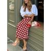 image:imageCHARTOU Womens Summer Gingham Long Skirt Casual High Waisted A Line Plaid Printed Flowy Skirt with PocketsRed