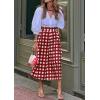 image:imageCHARTOU Womens Summer Gingham Long Skirt Casual High Waisted A Line Plaid Printed Flowy Skirt with PocketsRed