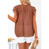 image:imageCHARTOU Womens Summer V Neck SelfTie Ruffle Flutter Sleeve Solid Color Blouse TShirtBrown