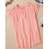 image:imageCHARTOU Womens Summer V Neck SelfTie Ruffle Flutter Sleeve Solid Color Blouse TShirtPink