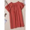 image:imageCHARTOU Womens Summer V Neck SelfTie Ruffle Flutter Sleeve Solid Color Blouse TShirtRusty Red