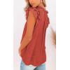 image:imageCHARTOU Womens Summer V Neck SelfTie Ruffle Flutter Sleeve Solid Color Blouse TShirtRusty Red