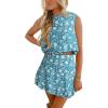 image:imageCHARTOU Women Floral Boho Two Pieces Short Sets Sleeveless Tank Top Bubble Mini Skirt Summer Vacation OutfitsBlue