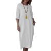 image:imageCHARTOU Womens Summer Casual 34 Sleeve TShirt Dress Baggy ALine Flowy Swing Dresses with PocketsWhite