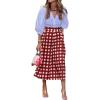 image:imageCHARTOU Womens Summer Gingham Long Skirt Casual High Waisted A Line Plaid Printed Flowy Skirt with PocketsRed