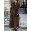 image:imageCHARTOU Faux Suede Long Trench Coat Women Winter Notch Lapel Double Breast Peacoat Jacket Overcoat with BeltBrown