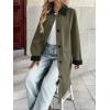 image:imageCHARTOU Long Trench Coat Women Fall Fashion Single Breast Oversized Windproof Patchwork Collar OvercoatArmy