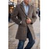 image:imageCHARTOU Men Casual Trench Coat Quilted Notched Collar Plaid Pea Coat Warm OvercoatCamel