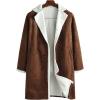 image:imageCHARTOU Mens Chunky Sherpa Fleece Double Breasted Faux Suede Jacket OvercoatCoffee