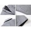 image:imageCHARTOU Mens Thicken 1 Button Quilted Peacoat Windproof Wool Coat OvercoatGrey