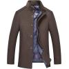 image:imageCHARTOU Mens Thicken Stand Collar Button Up Quilted Wool Pea Coat Overcoat with Detachable VestCoffee