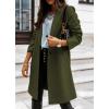 image:imageCHARTOU Women Casual 1 Button Mid Long Wool Trench Coat Jacket Peacoat Notched Lapel Pea Coat Winter OvercoatArmy Green