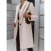 image:imageCHARTOU Women Casual 1 Button Mid Long Wool Trench Coat Jacket Peacoat Notched Lapel Pea Coat Winter OvercoatBeige
