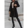 image:imageCHARTOU Women Casual 1 Button Mid Long Wool Trench Coat Jacket Peacoat Notched Lapel Pea Coat Winter OvercoatBlack