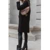 image:imageCHARTOU Women Casual 1 Button Mid Long Wool Trench Coat Jacket Peacoat Notched Lapel Pea Coat Winter OvercoatBlack