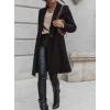 image:imageCHARTOU Women Casual 1 Button Mid Long Wool Trench Coat Jacket Peacoat Notched Lapel Pea Coat Winter OvercoatBlack
