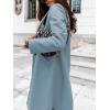 image:imageCHARTOU Women Casual 1 Button Mid Long Wool Trench Coat Jacket Peacoat Notched Lapel Pea Coat Winter OvercoatBlue