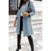 image:imageCHARTOU Women Casual 1 Button Mid Long Wool Trench Coat Jacket Peacoat Notched Lapel Pea Coat Winter OvercoatBlue